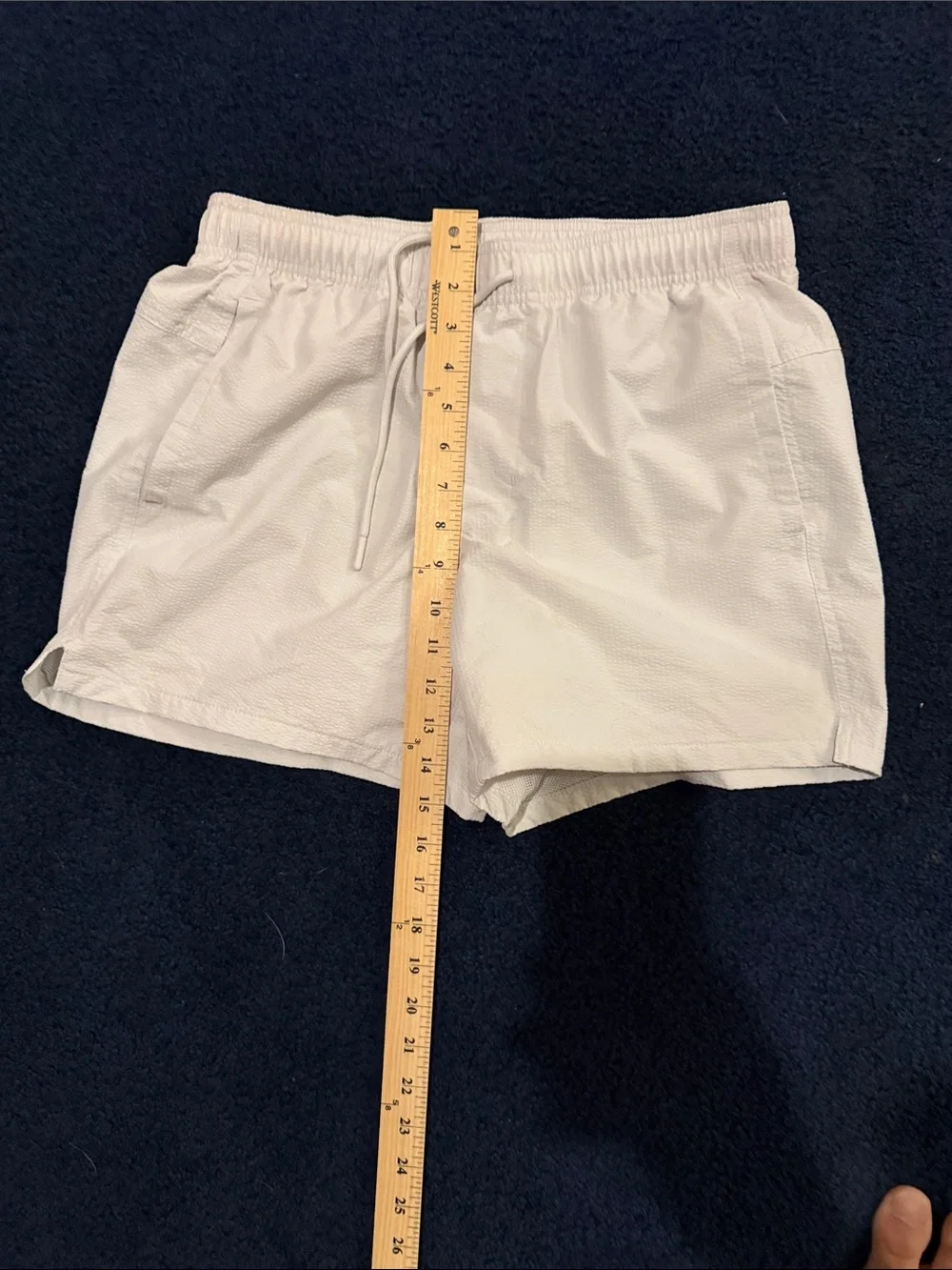 Men's White Swim Trunks - Classic Drawstring Swim Shorts